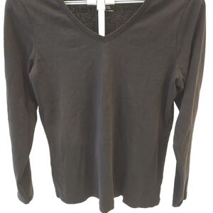 St. John's Bay Black Long Sleeve V-Neck Top